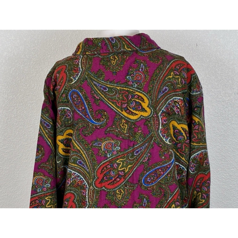 Ralph Lauren Cotton Flannel Pjs Night Shirt Pink Paisley Sleepshirt Nightie L - Picture 7 of 16